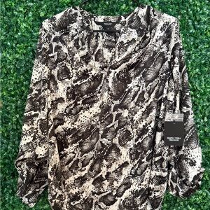 Vera Wang Black and White Snake Print Top